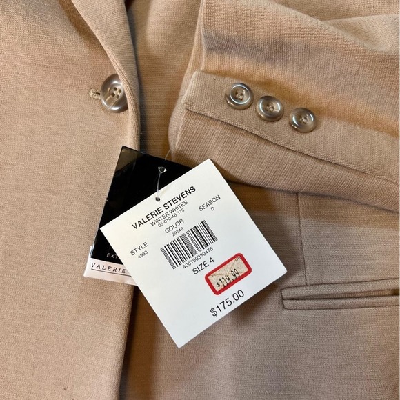 Valerie Stevens Pure Wool Camel Blazer Jacket Women's Size 4 NWT w/ Flaws - Picture 5 of 10